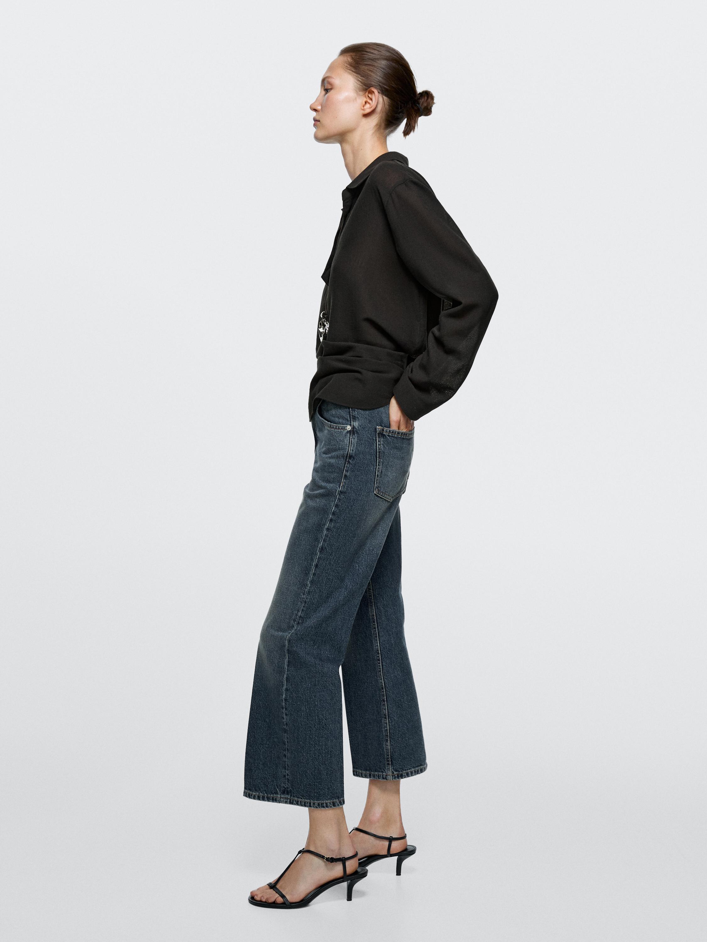 Mid-rise cropped flare fit jeans
