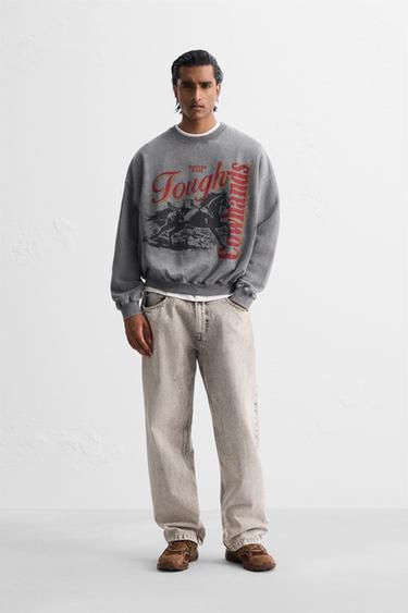 Zara CONTRAST PRINT SWEATSHIRT - Anthracite grey - Image 0