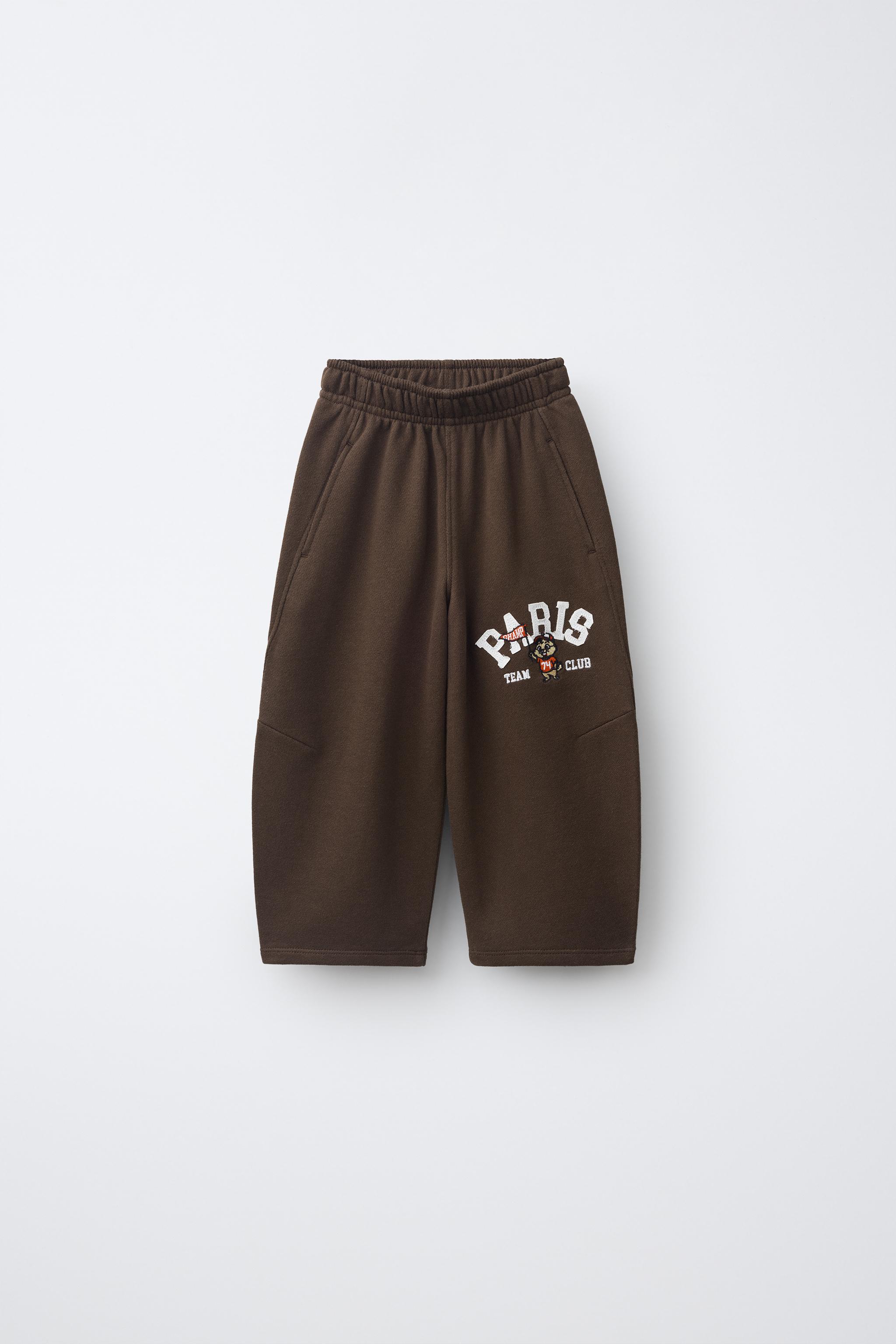 PANTALON BARREL EN MOLLETON BRODÉ