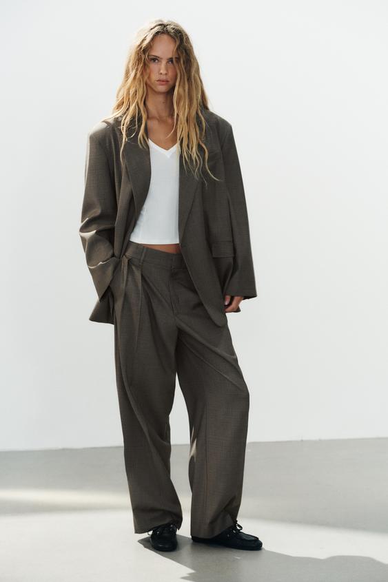 PANTALÓN DOBLE PLIEGUE - Marrón de Zara - Imagen 0