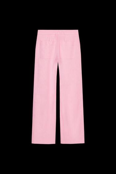 STRAIGHT-LEG LINEN BLEND TROUSERS - Pink by Zara