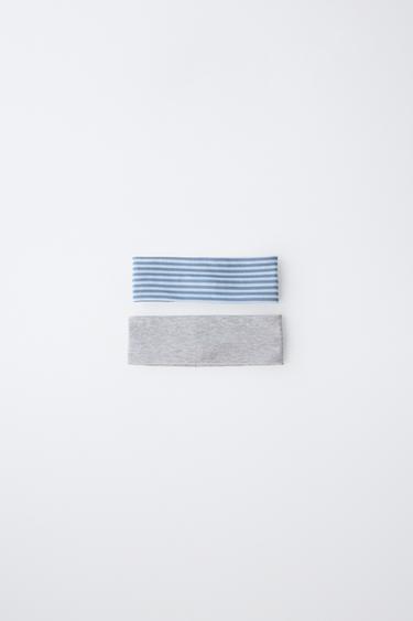 2-PACK OF STRIPED ELASTICATED HEADBANDS - Grey / Blue by Zara