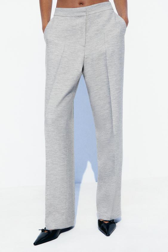 Zara smart light grey trousers with elastic waist!