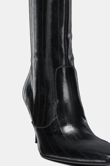 BOTTINES À TALONS GRAVÉES - Noir de Zara - Image 6