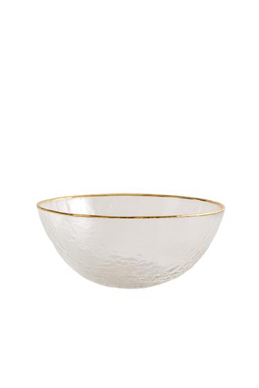 RAISED GLASS BOWL WITH GOLD RIM - Transparent by Zara