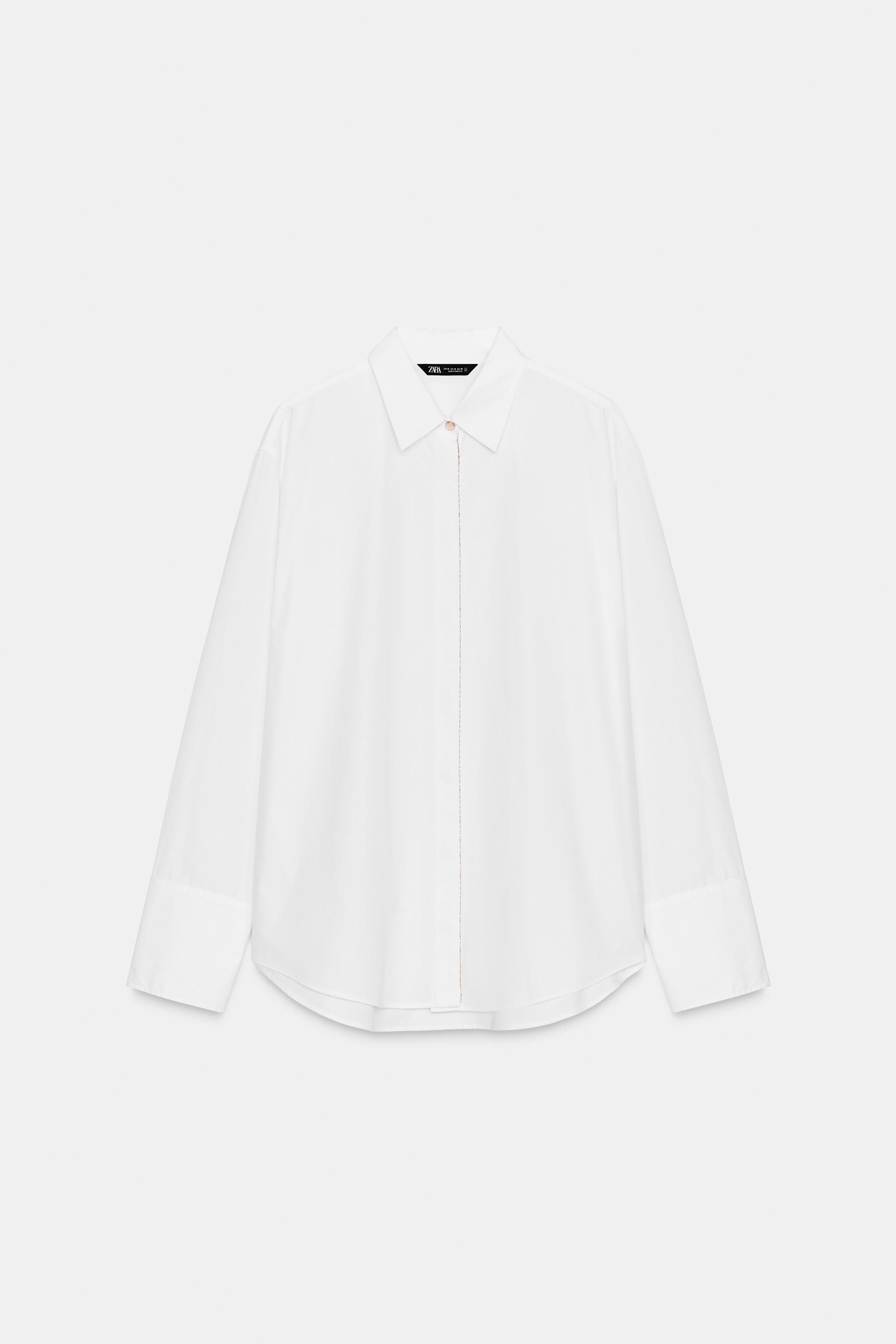 BEADED PLACKET POPLIN SHIRT