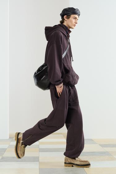 Zara JOGGER PANTS - Dark maroon