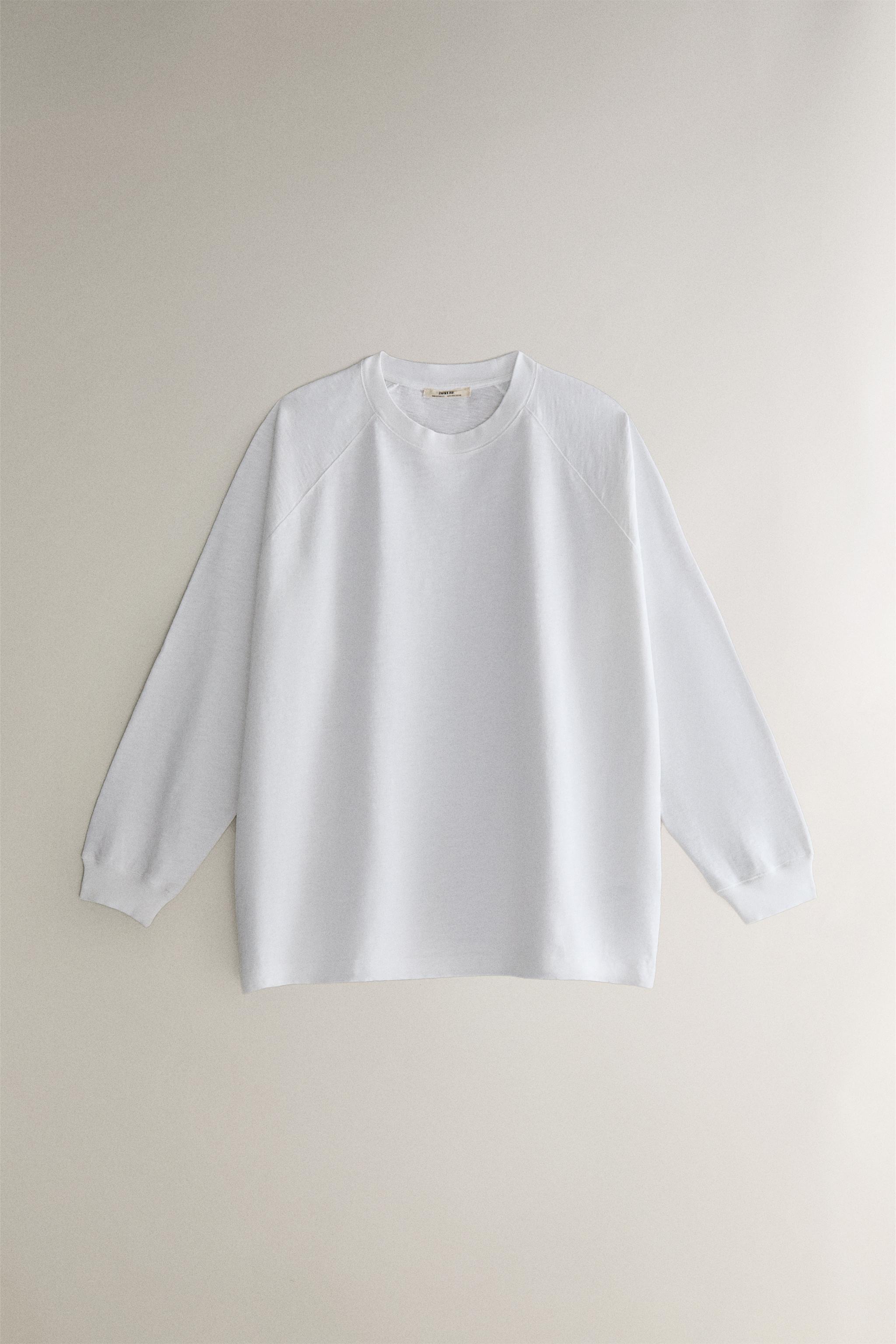 LONG SLEEVE T-SHIRT - White | ZARA Canada