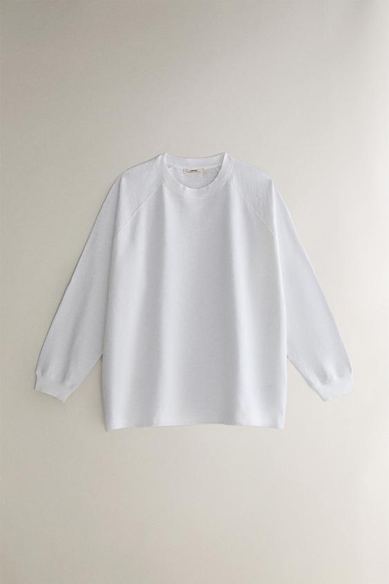 CAMISETA MANGA LARGA - Blanco de Zara - Imagen 0