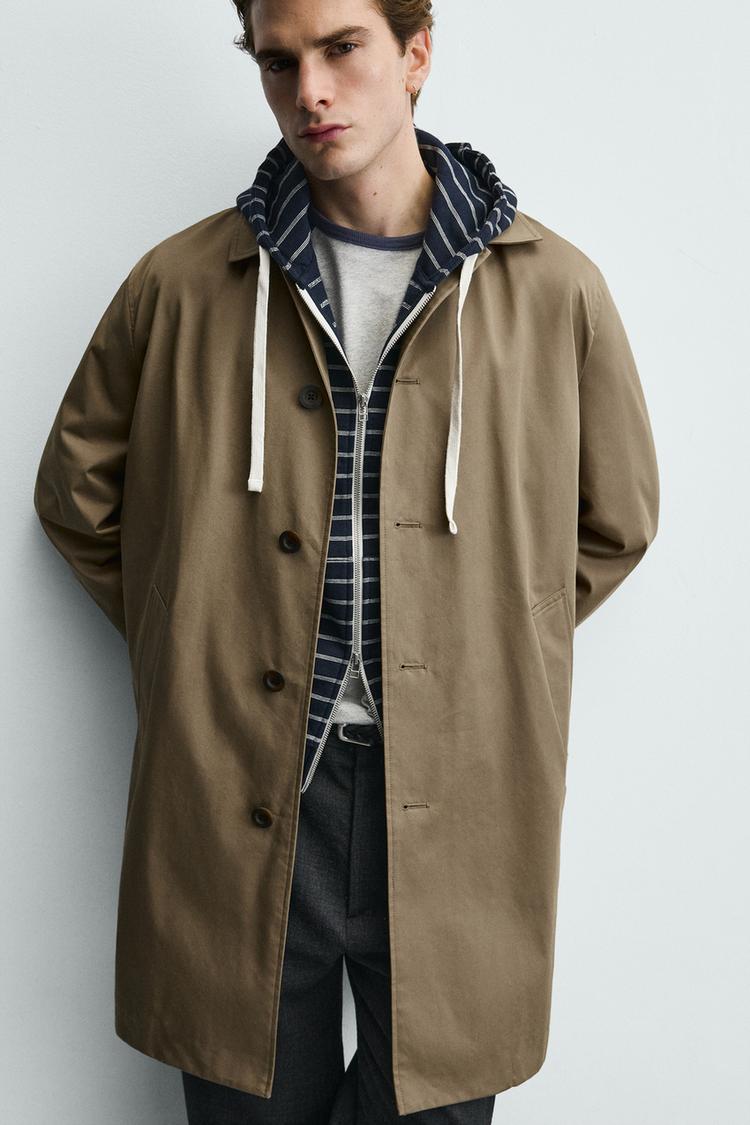 ZARA REGULAR FIT WATER-REPELLENT TRENCH COAT