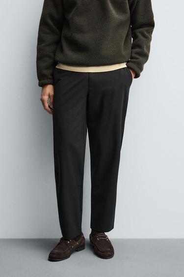 COMFORT TEXTURED TROUSERS - Black by Zara