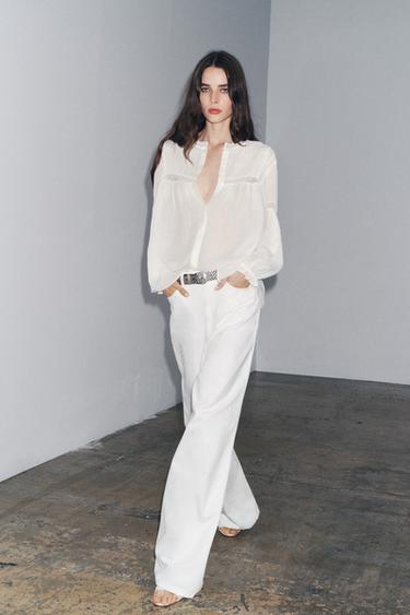 قميص رومانسي من الرامي ZW COLLECTION - أبيض مكسور الخاص بـ Zara - صورة 0