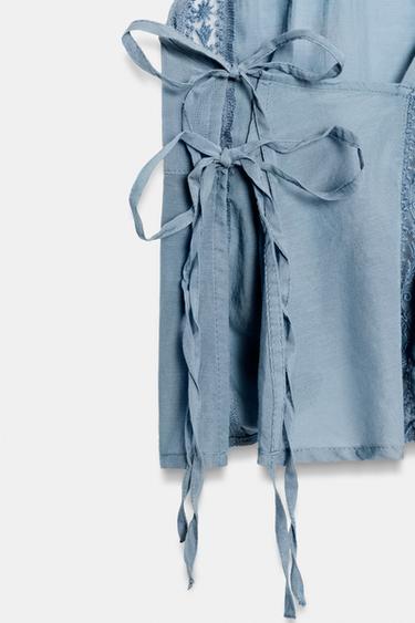 TOP À BRETELLES BRODÉES - Bleu de Zara - Image 6