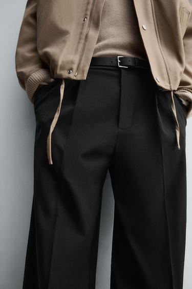 PLEATED TEXTURED TROUSERS - Dark navy by Zara - Image 5