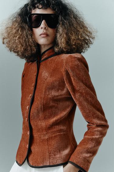CONTRAST TRIM BLAZER - Burnt orange by Zara