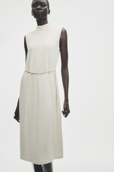 VESTIDO MIDI CINTURÓN - Crudo de Zara