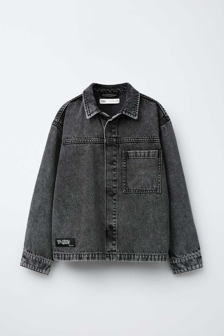 EMBROIDERED DENIM OVERSHIRT Black ZARA India
