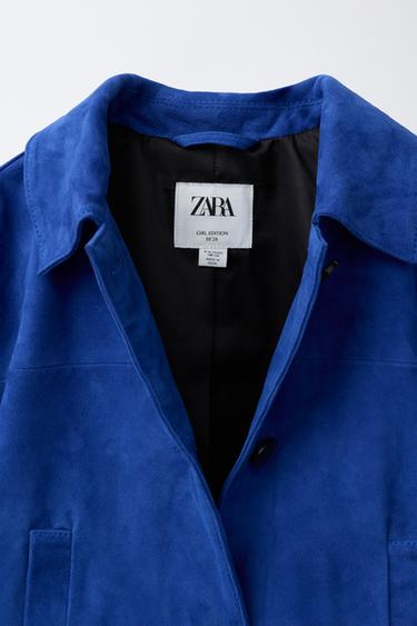 BLOUSON EN DAIM 100% CUIR - Bleu roi de Zara - Image 6