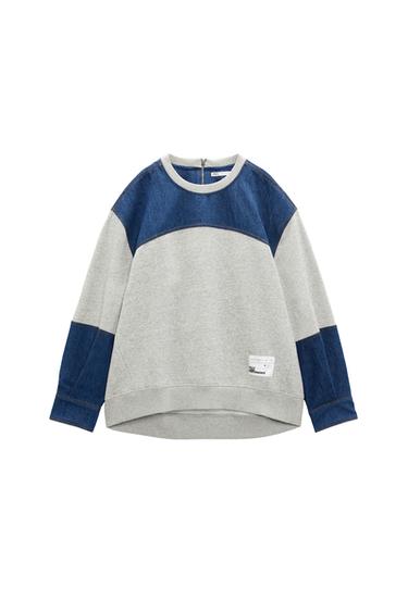 CONTRAST DENIM SWEATSHIRT