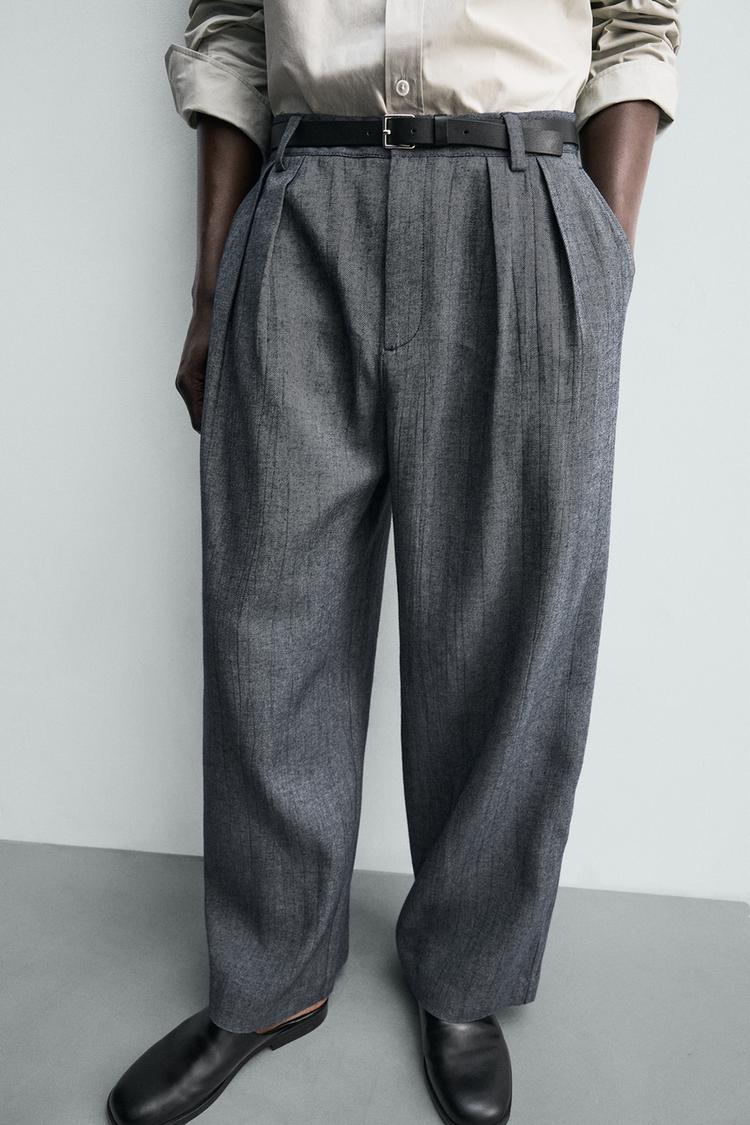 ZARA RELAXED FIT PLEATED TROUSERS