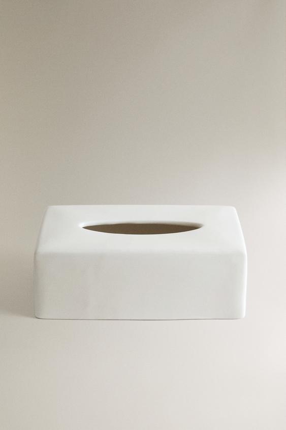 Zara RECTANGULAR CERAMIC TISSUE BOX - Cream - Image 0