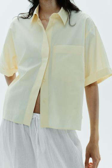 POPLIN SHIRT WITH POCKET - Yellow by Zara - Image 3