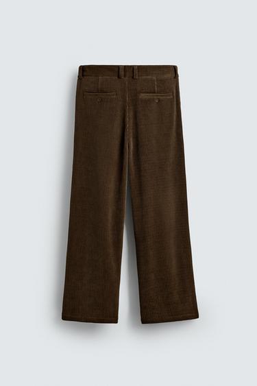 PANTALON COUPE LARGE EN VELOURS CÔTELÉ - Marron de Zara - Image 7