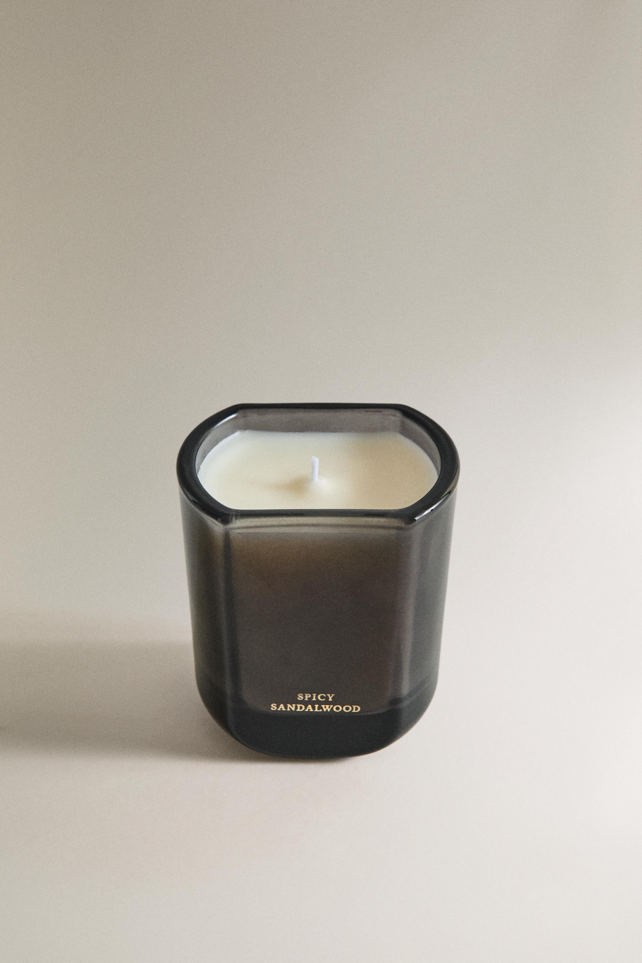 (220 G) SPICY SANDALWOOD SCENTED CANDLE — Gray marl