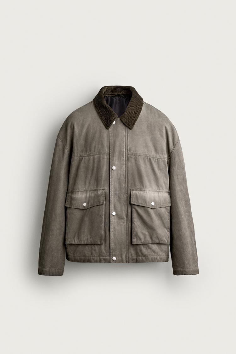CONTRAST COLLAR RELAXED FIT JACKET