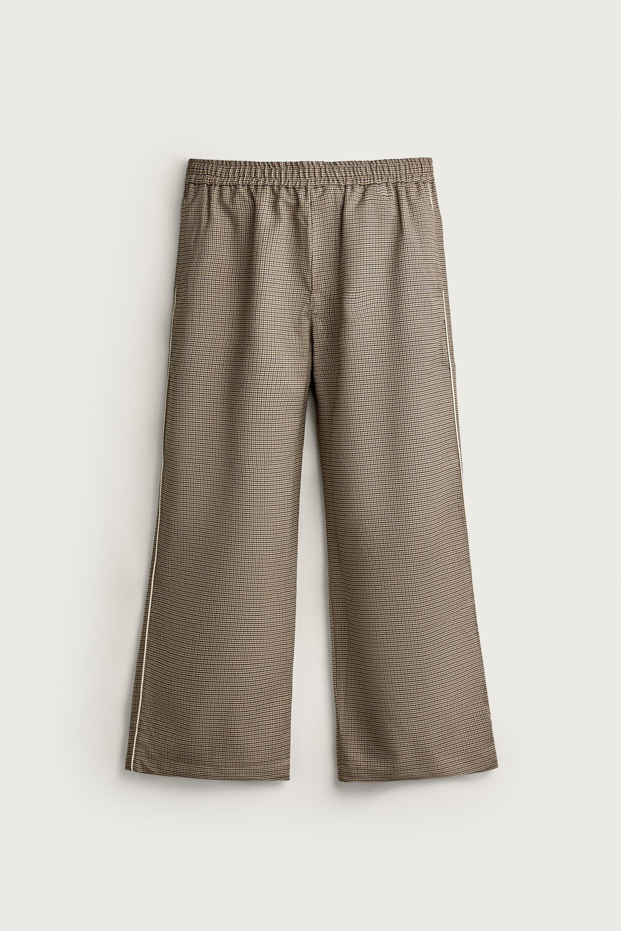 CONTRAST HOUNDSTOOTH RELAXED-FIT PANTS