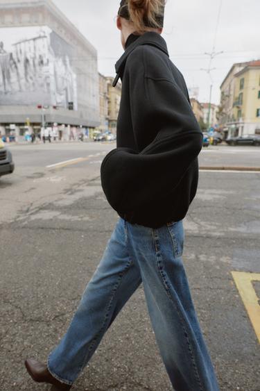 BALLOON BOMBER JACKET WITH CONTRAST WOOL COLLAR - Black by Zara - Image 3