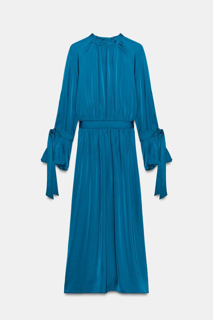 SATIN MIDI DRESS WITH BOWS