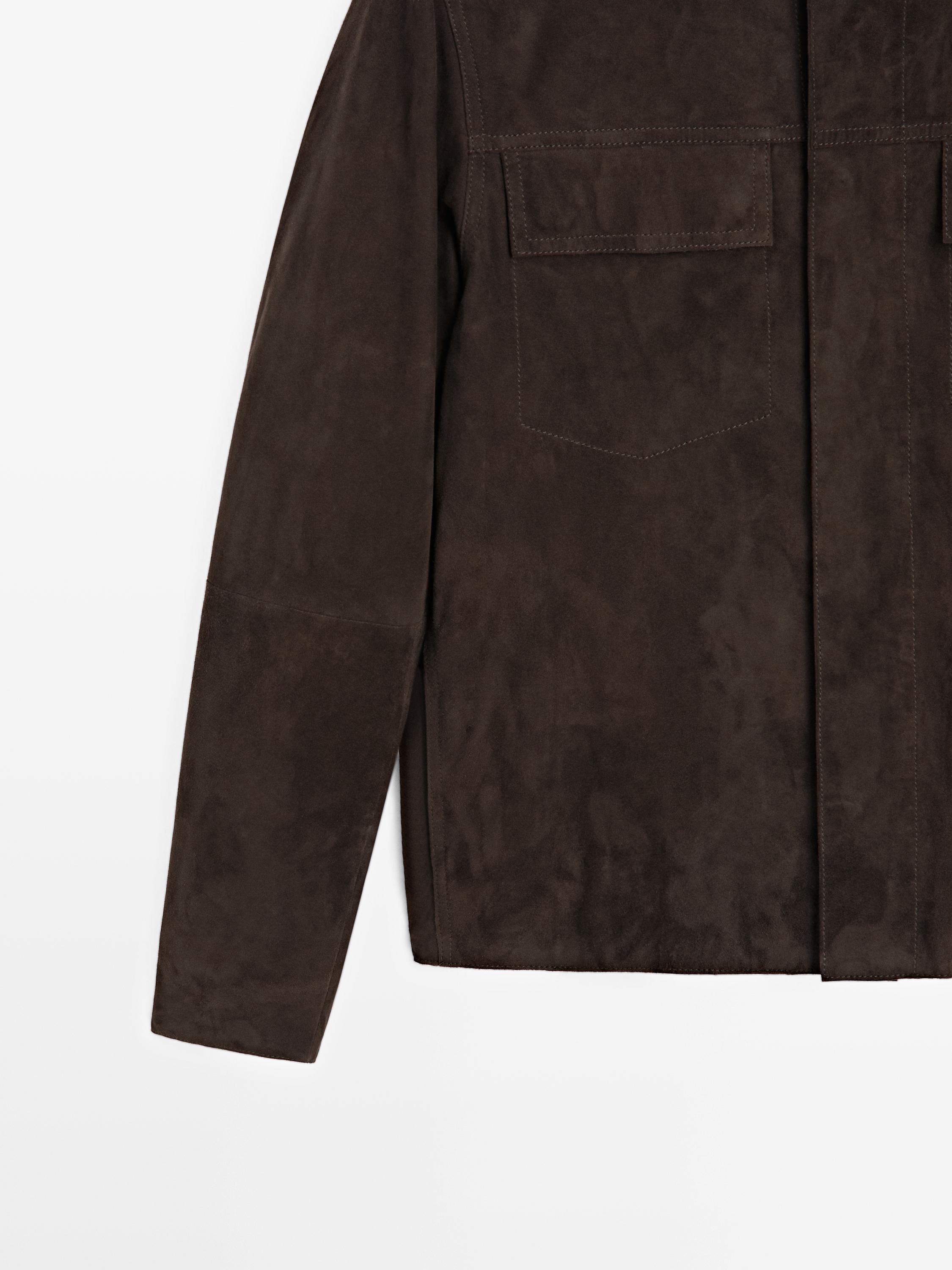 Suede leather jacket with pockets
