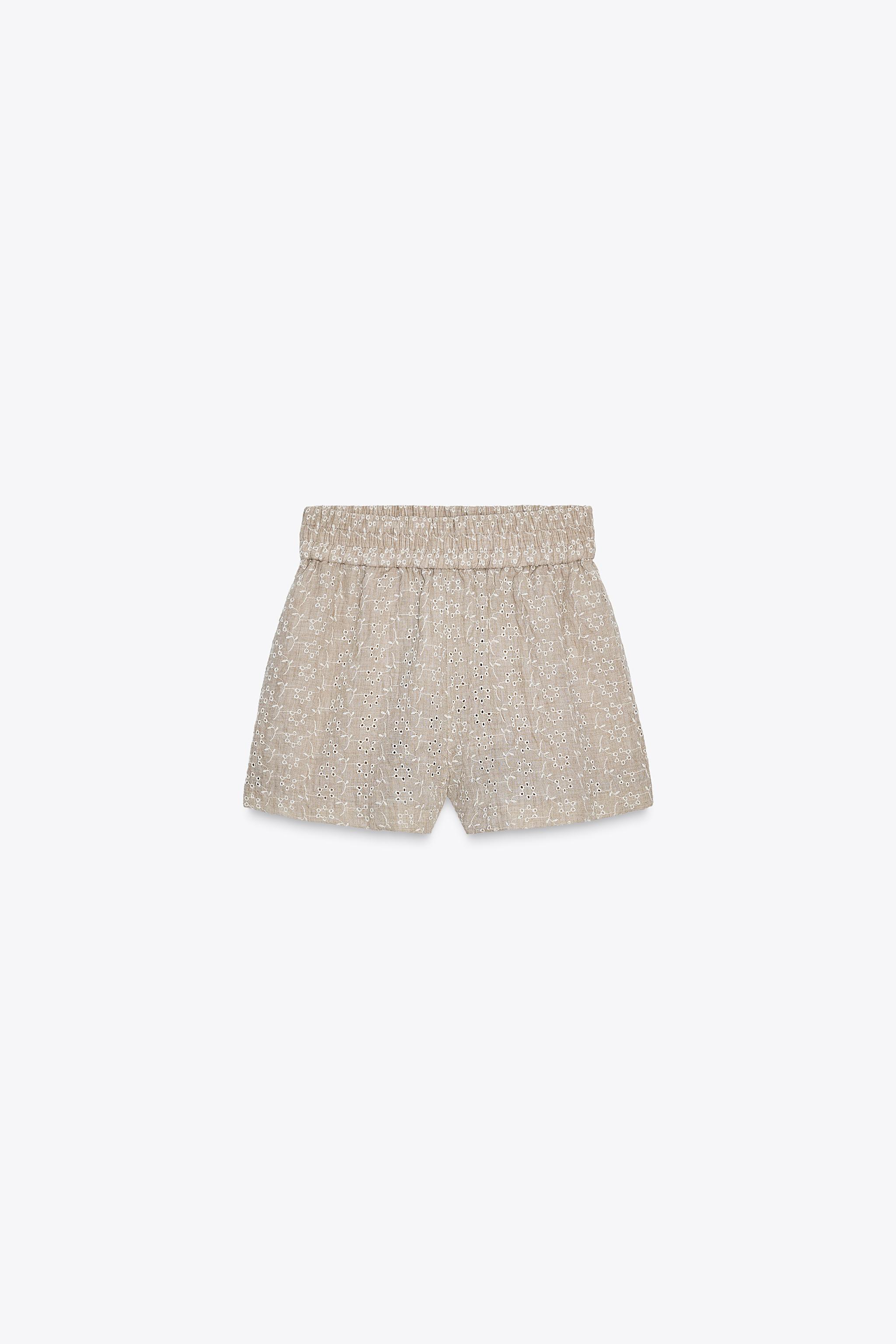ZARA パンチング刺繍入りバミューダパンツ 8073/186 ジャカード織りテクスチャーバミューダパンツ - オイル | ZARA