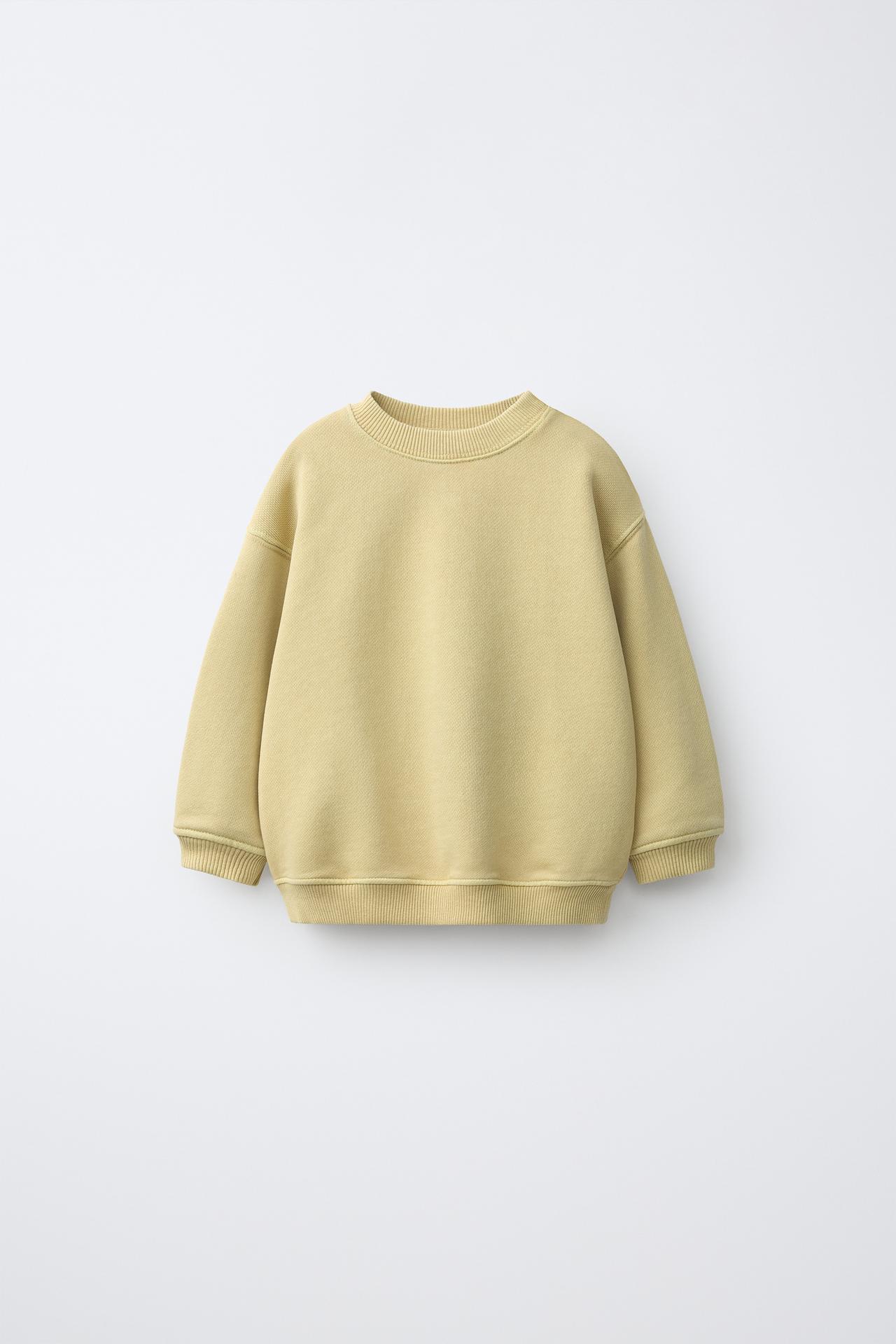GARMENT-DYED SOLID SWEATSHIRT — Khaki