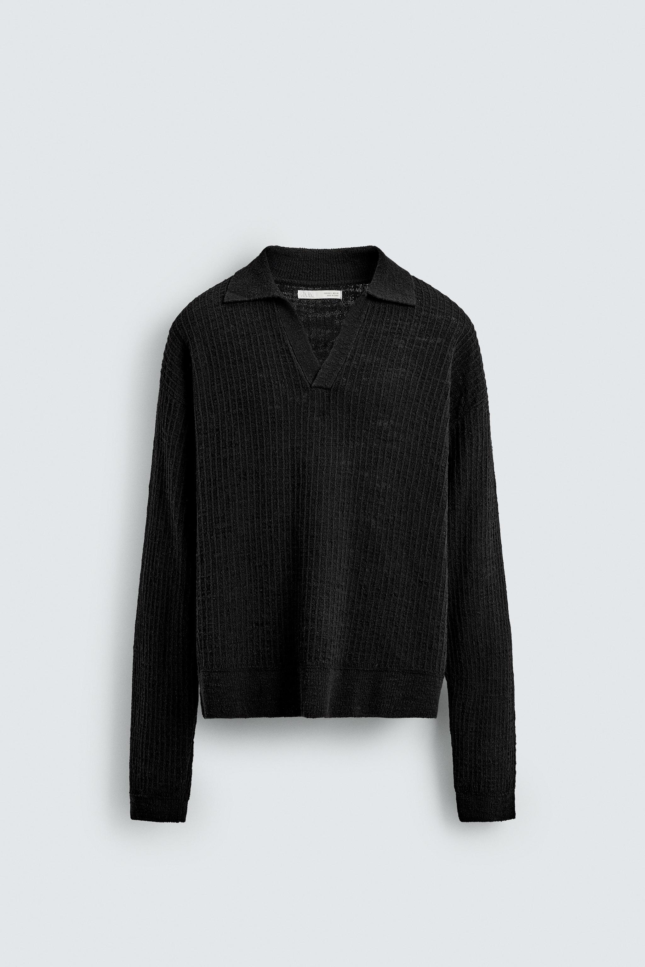 ZARA ブラック ホワイト ニットポロシャツ L ZARA ザラ コントラストニットポロシャツ Lサイズ 完売品 - メルカリ