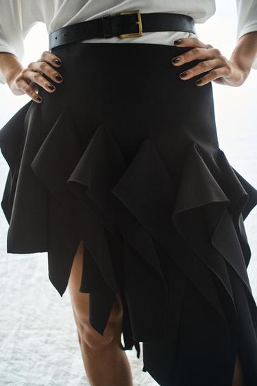 Zara ZW COLLECTION ASYMMETRIC SKIRT - Black