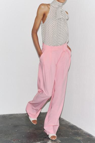 PANTALÓN PINZAS ZW COLLECTION - Rosa pastel de Zara