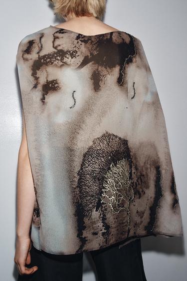 TOP ESTAMPADO ABALORIOS - Multicolor de Zara