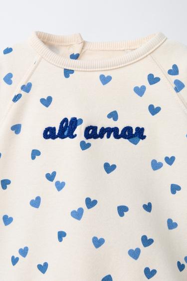 ENSEMBLE SWEAT ET LEGGING CŒURS INSCRIPTION BRODÉE - Écru de Zara - Image 2