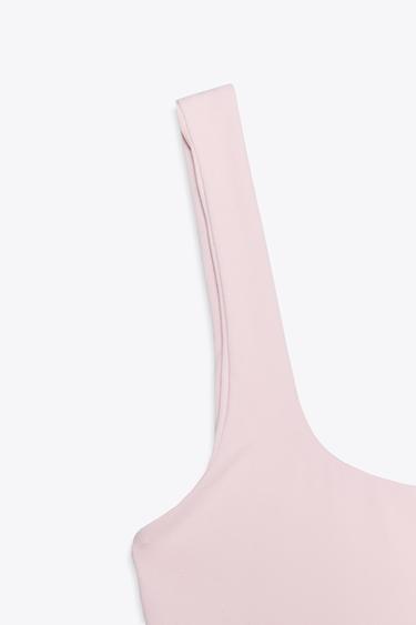 BODY EN POLYAMIDE À BRETELLES - Rose pastel de Zara - Image 6