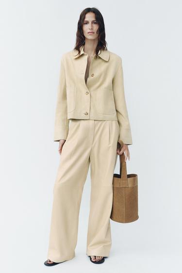 100% LEATHER BALLOON TROUSERS ZW COLLECTION - Butter by Zara