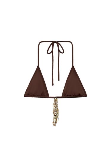 TOP DE BIQUÍNI TRIANGULAR CONCHAS MARISA BERENSON X ZARA - Castanho da Zara