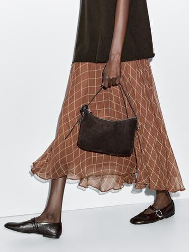 Falda larga fluida detalle cuadros - Tierra de Zara