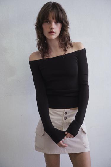 OFF-THE-SHOULDER KNIT TOP - Black by Zara - Image 0