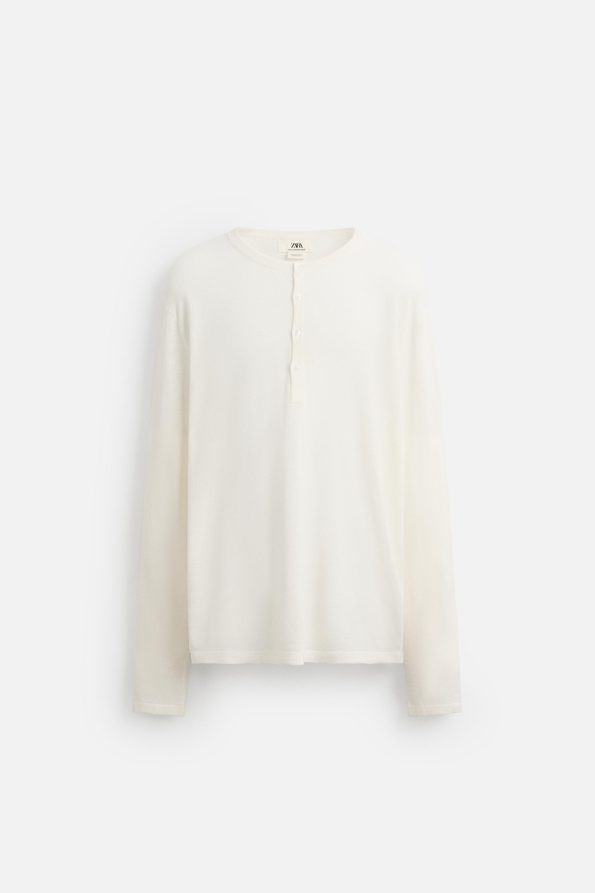 【ZARA】LIMITED EDITION ニットボタンネックTシャツ LIMITED EDITION ニットボタンネックTシャツ - エクリュ | ZARA