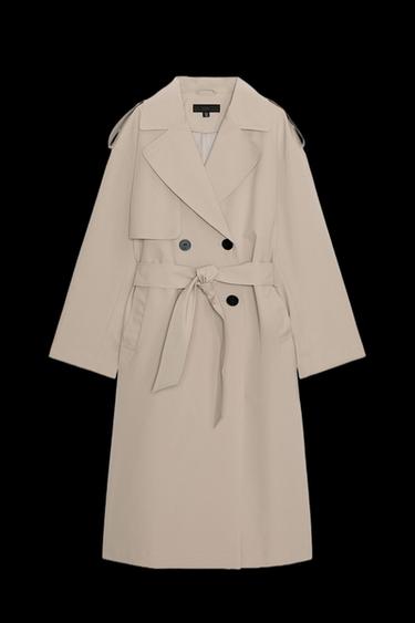 WINDPROOF WATER REPELLENT LONG TRENCH COAT WITH BELT - camel by Zara - Image 0