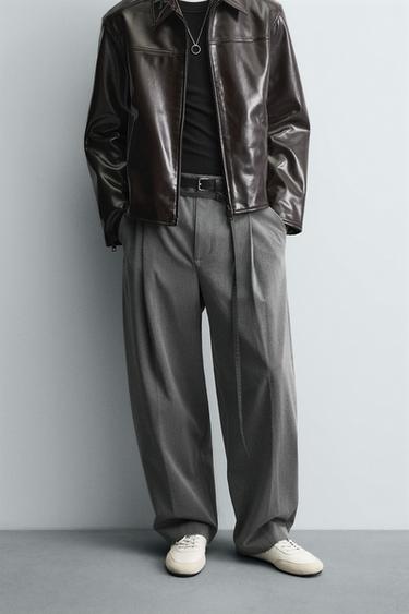 BALLOON TROUSERS WITH PLEATS AND BELT - Grey by Zara