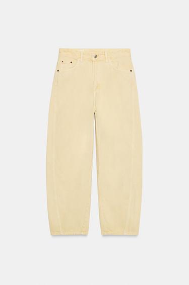 CROPPED TRF MID-RISE JEANS - Yellow by Zara