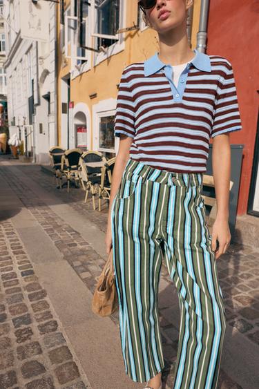 POLO EN MAILLE À RAYURES - Bleu / Blanc de Zara - Image 6